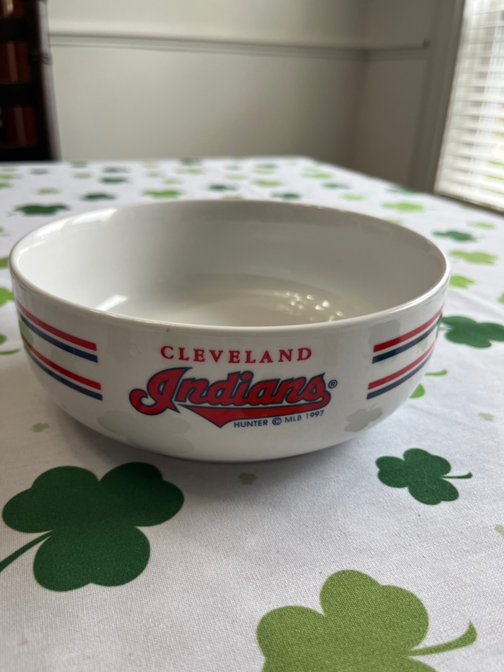 Vintage 1997 Cleveland Indians Ceramic Bowl - Red & Navy Logo